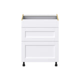 Hugo&Borg Rosemont 27-in W x 34.5-in H x 24-in D Glacier White 3-Drawer Base Fully Assembled Cabinet (Recessed Panel Style)