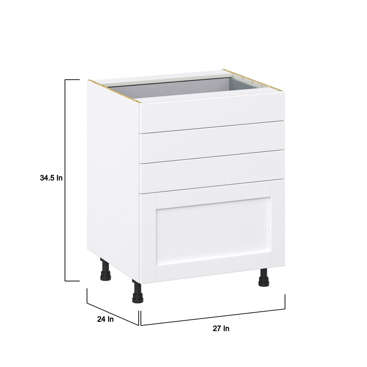 Hugo&Borg Rosemont 27-in W x 34.5-in H x 24-in D Glacier White 4-Drawer Base Fully Assembled Cabinet (Recessed Panel Style)