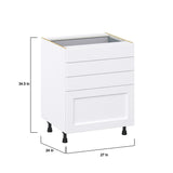 Hugo&Borg Rosemont 27-in W x 34.5-in H x 24-in D Glacier White 4-Drawer Base Fully Assembled Cabinet (Recessed Panel Style)