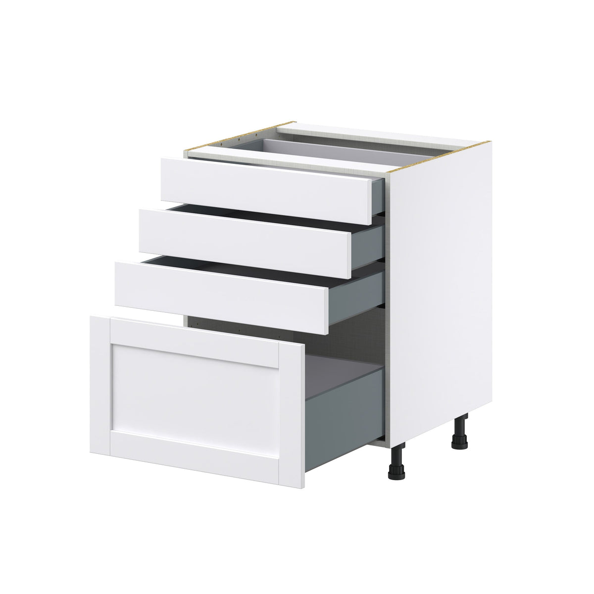 Hugo&Borg Rosemont 27-in W x 34.5-in H x 24-in D Glacier White 4-Drawer Base Fully Assembled Cabinet (Recessed Panel Style)