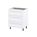 Hugo&Borg Rosemont 27-in W x 34.5-in H x 24-in D Glacier White 3-Drawer Base Fully Assembled Cabinet (Recessed Panel Style)
