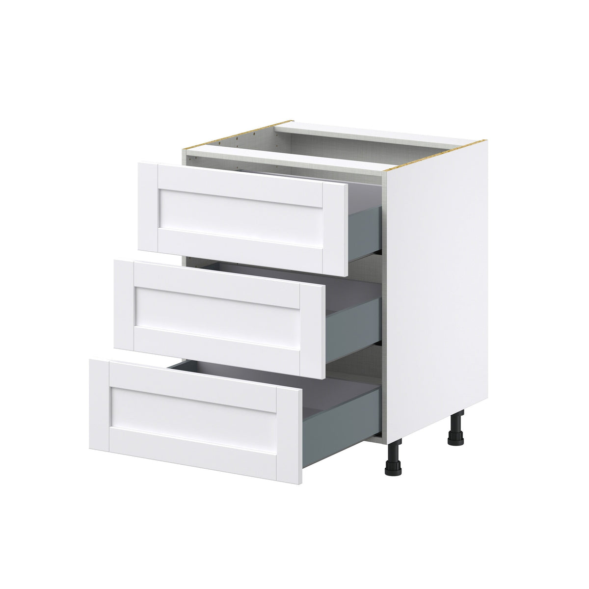 Hugo&Borg Rosemont 27-in W x 34.5-in H x 24-in D Glacier White 3-Drawer Base Fully Assembled Cabinet (Recessed Panel Style)