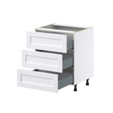 Hugo&Borg Rosemont 27-in W x 34.5-in H x 24-in D Glacier White 3-Drawer Base Fully Assembled Cabinet (Recessed Panel Style)
