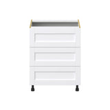 Hugo&Borg Rosemont 27-in W x 34.5-in H x 24-in D Glacier White 3-Drawer Base Fully Assembled Cabinet (Recessed Panel Style)