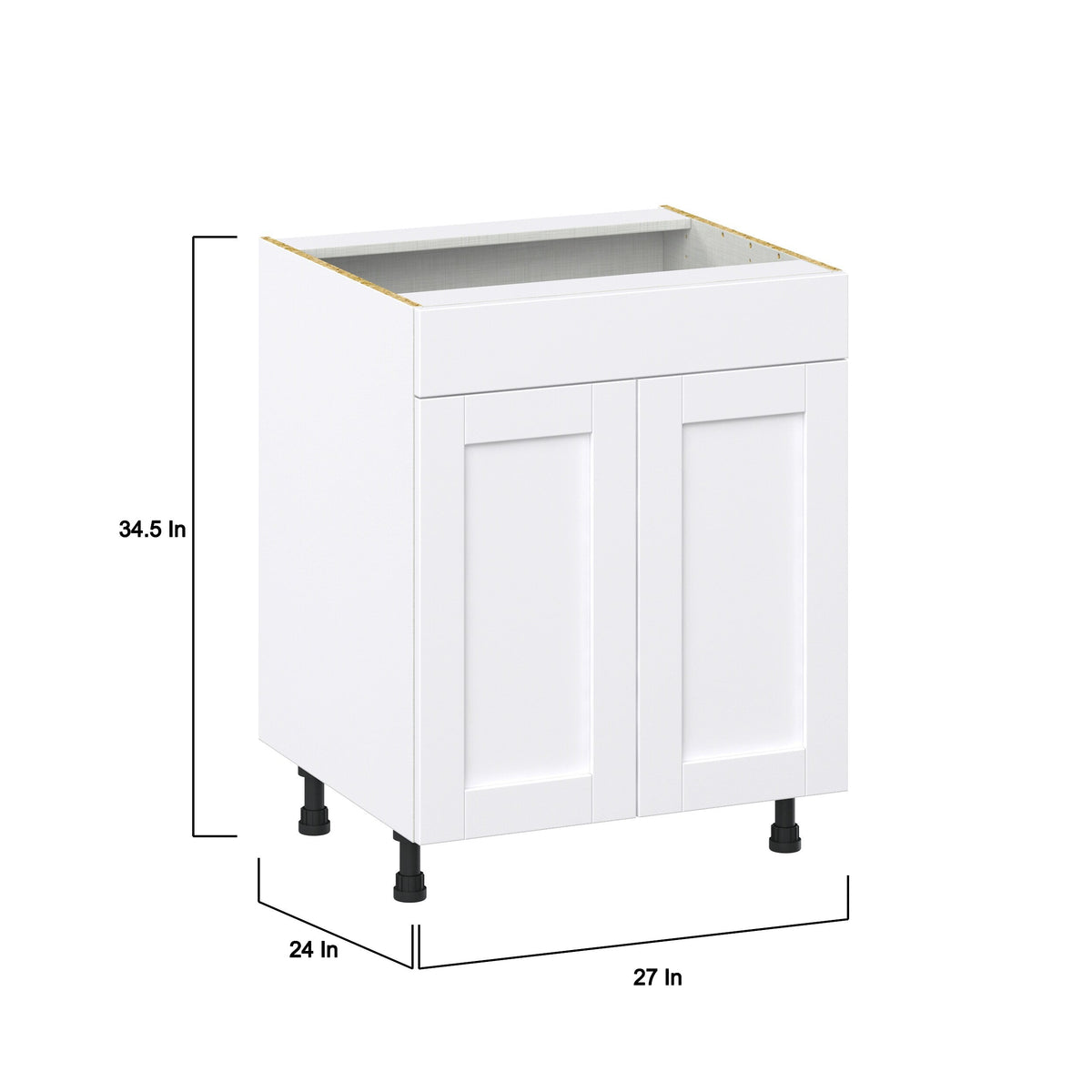 Hugo&Borg Rosemont 27-in W x 34.5-in H x 24-in D Glacier White Sink Base Fully Assembled Cabinet (Recessed Panel Shaker Style)