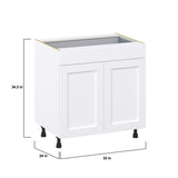 Hugo&Borg Rosemont 33-in W x 34.5-in H x 24-in D Glacier White 1-Drawer Base Fully Assembled Cabinet (Recessed Panel Shaker Style)
