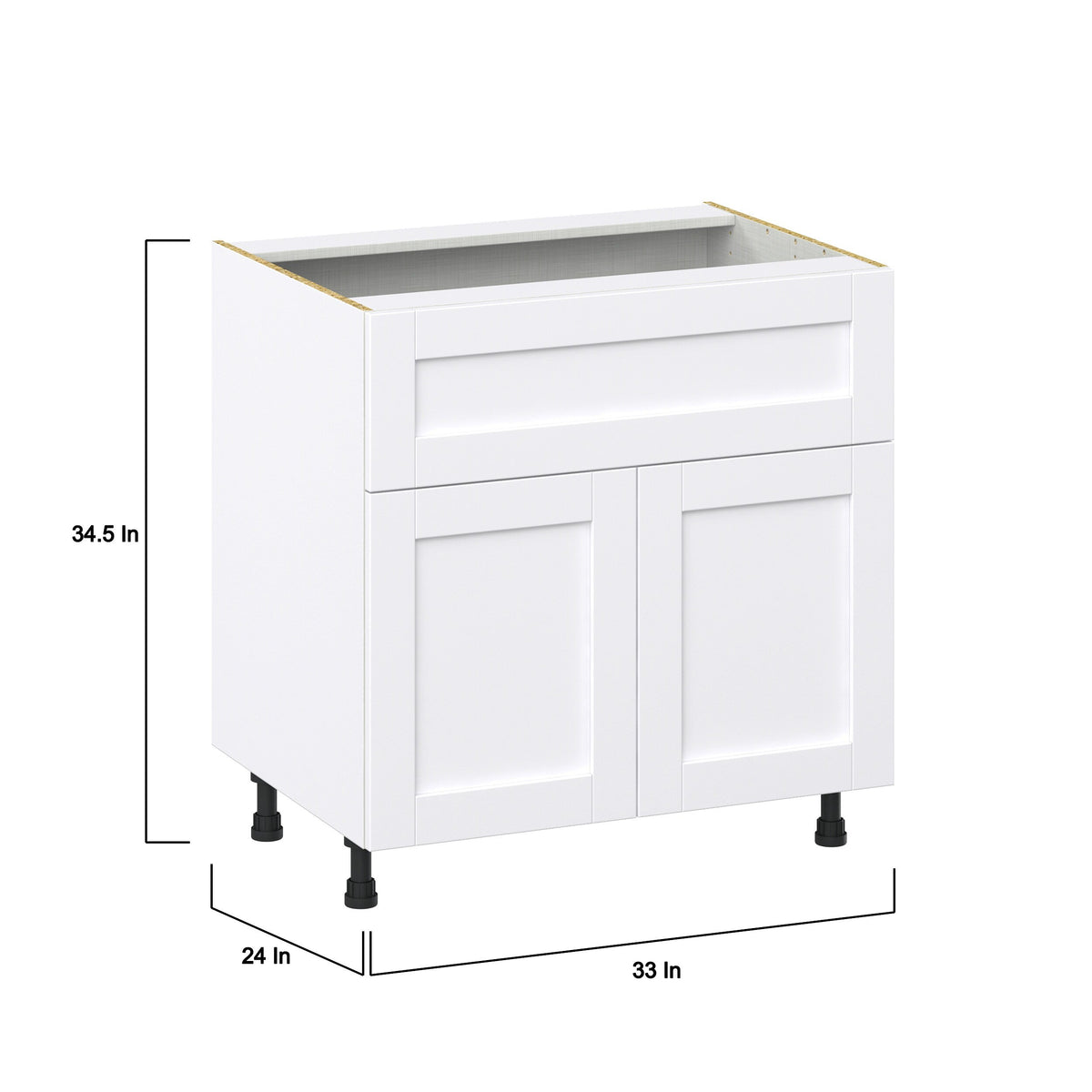 Hugo&Borg Rosemont 33-in W x 34.5-in H x 25-in D Glacier White 1-Drawer Base Fully Assembled Cabinet (Recessed Panel Shaker Style)