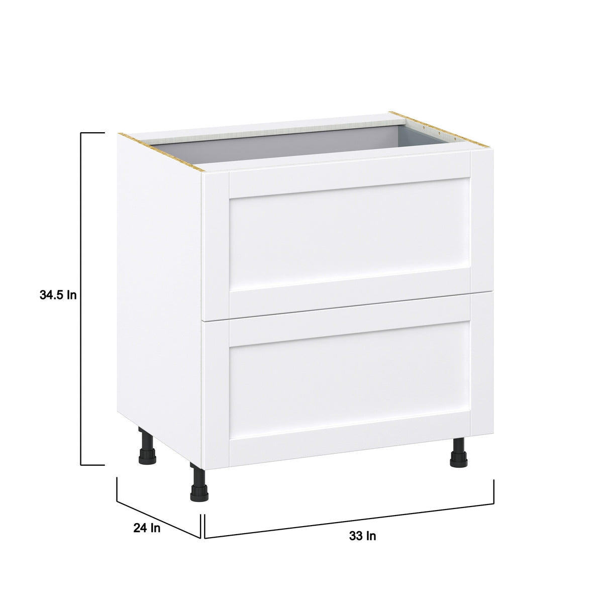 Hugo&Borg Rosemont 33-in W x 34.5-in H x 24-in D Glacier White 3-Drawer Base Fully Assembled Cabinet (Recessed Panel Style)