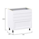 Hugo&Borg Rosemont 33-in W x 34.5-in H x 24-in D Glacier White 4-Drawer Base Fully Assembled Cabinet (Recessed Panel Style)