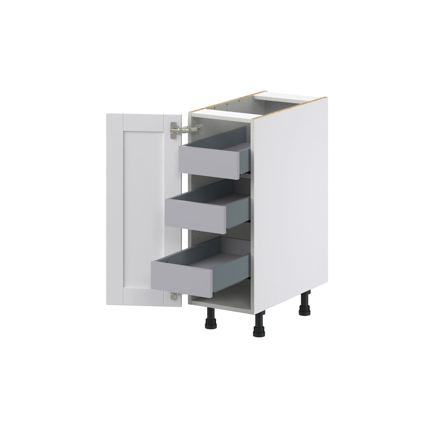 Hugo&Borg Rosemont 12-in W x 34.5-in H x 24-in D Glacier White 3-Drawers Base Fully Assembled Cabinet (Recessed Panel Shaker Style)