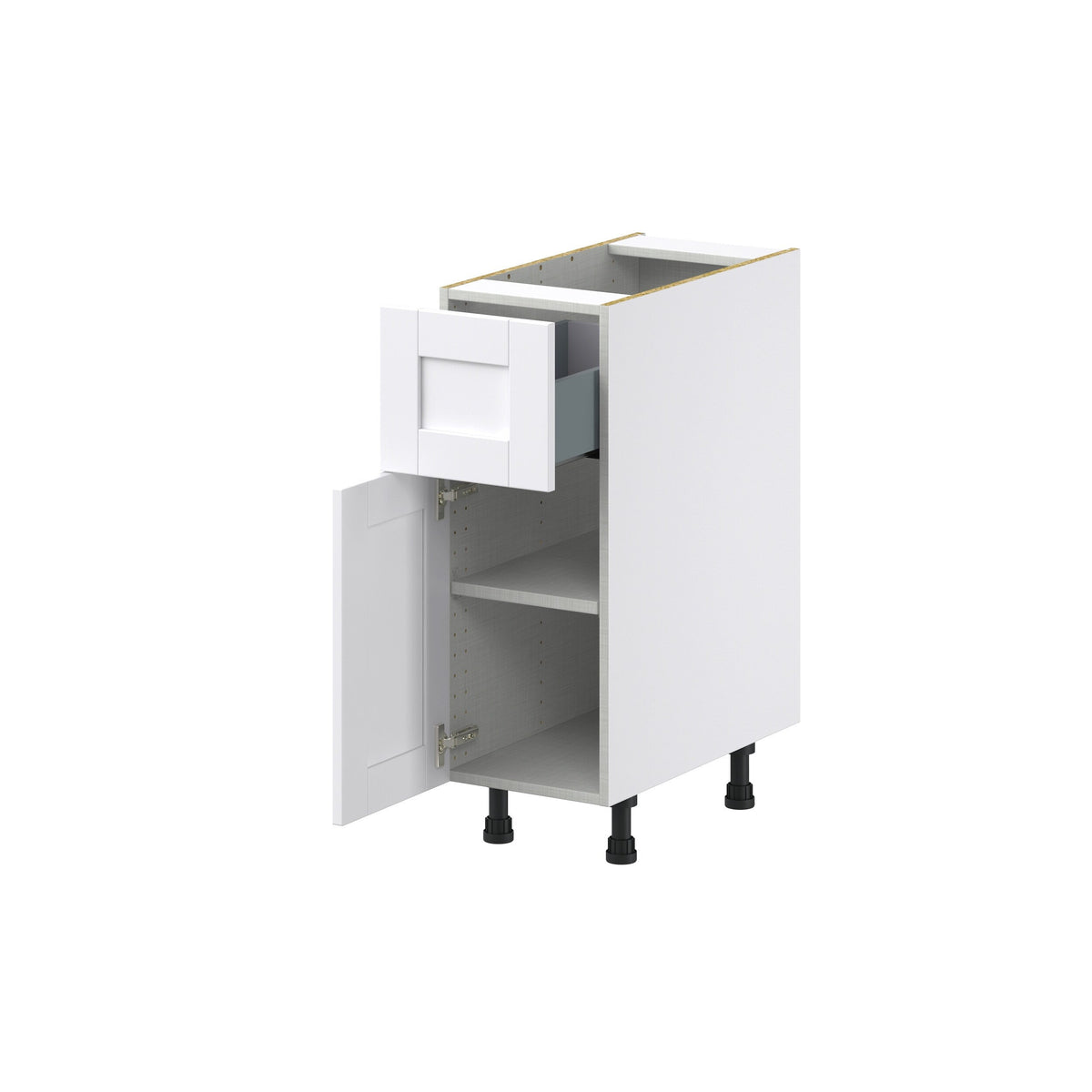Hugo&Borg Rosemont 12-in W x 34.5-in H x 25-in D Glacier White 1-Drawer Base Fully Assembled Cabinet (Recessed Panel Slab Style)