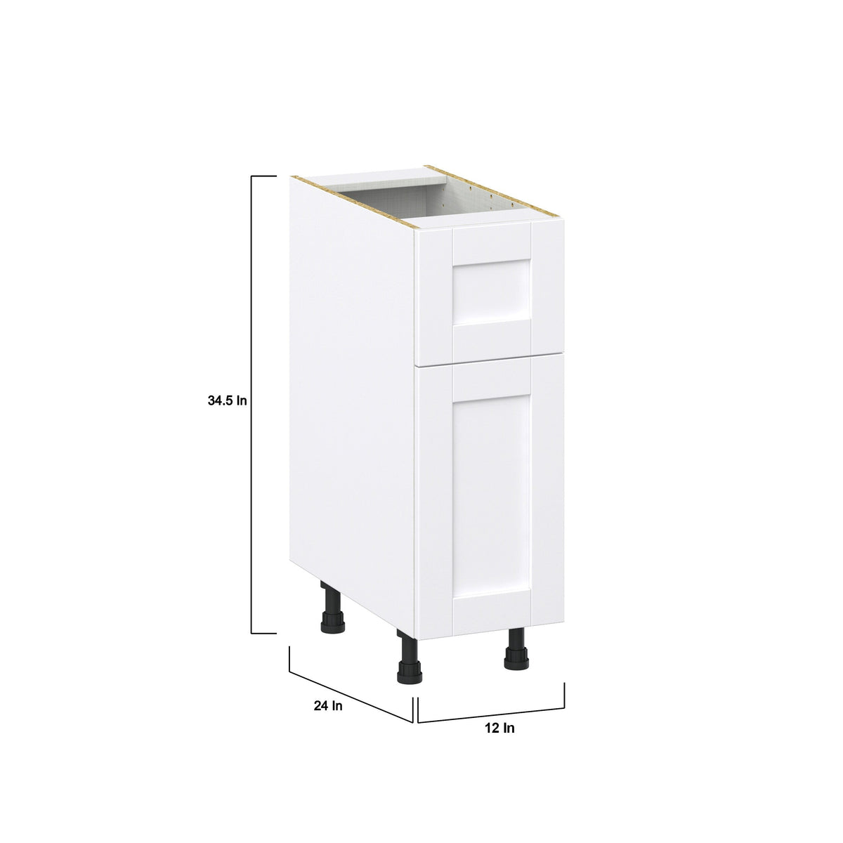 Hugo&Borg Rosemont 12-in W x 34.5-in H x 25-in D Glacier White 1-Drawer Base Fully Assembled Cabinet (Recessed Panel Slab Style)