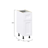 Hugo&Borg Rosemont 12-in W x 34.5-in H x 25-in D Glacier White 1-Drawer Base Fully Assembled Cabinet (Recessed Panel Slab Style)