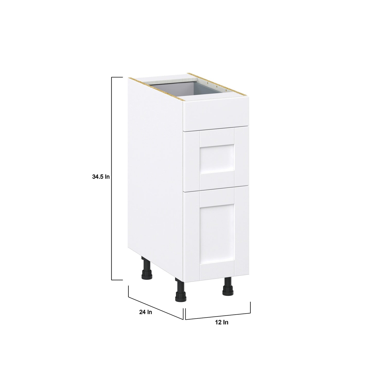 Hugo&Borg Rosemont 12-in W x 34.5-in H x 24-in D Glacier White 3-Drawer Base Fully Assembled Cabinet (Recessed Panel Style)