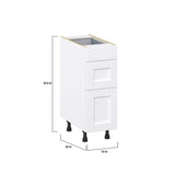 Hugo&Borg Rosemont 12-in W x 34.5-in H x 24-in D Glacier White 3-Drawer Base Fully Assembled Cabinet (Recessed Panel Style)