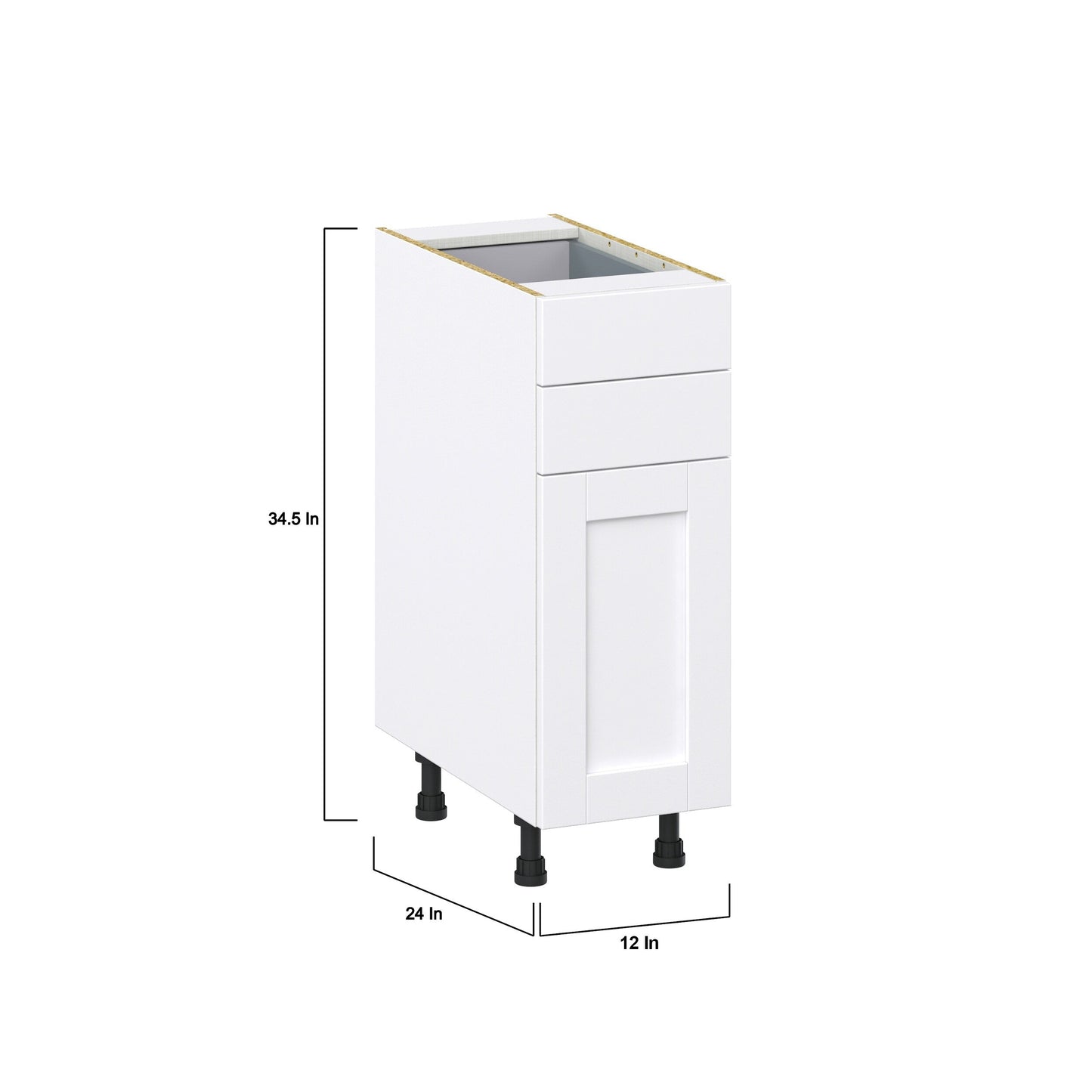 Hugo&Borg Rosemont 12-in W x 34.5-in H x 24-in D Glacier White 2-Drawers Base Fully Assembled Cabinet (Recessed Panel Shaker Style)