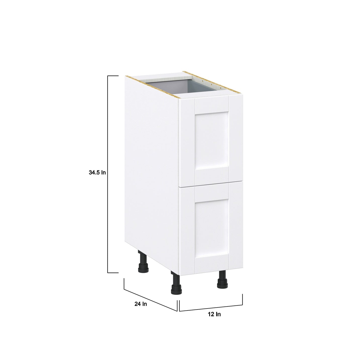 Hugo&Borg Rosemont 12-in W x 34.5-in H x 24-in D Glacier White 3-Drawer Base Fully Assembled Cabinet (Recessed Panel Style)