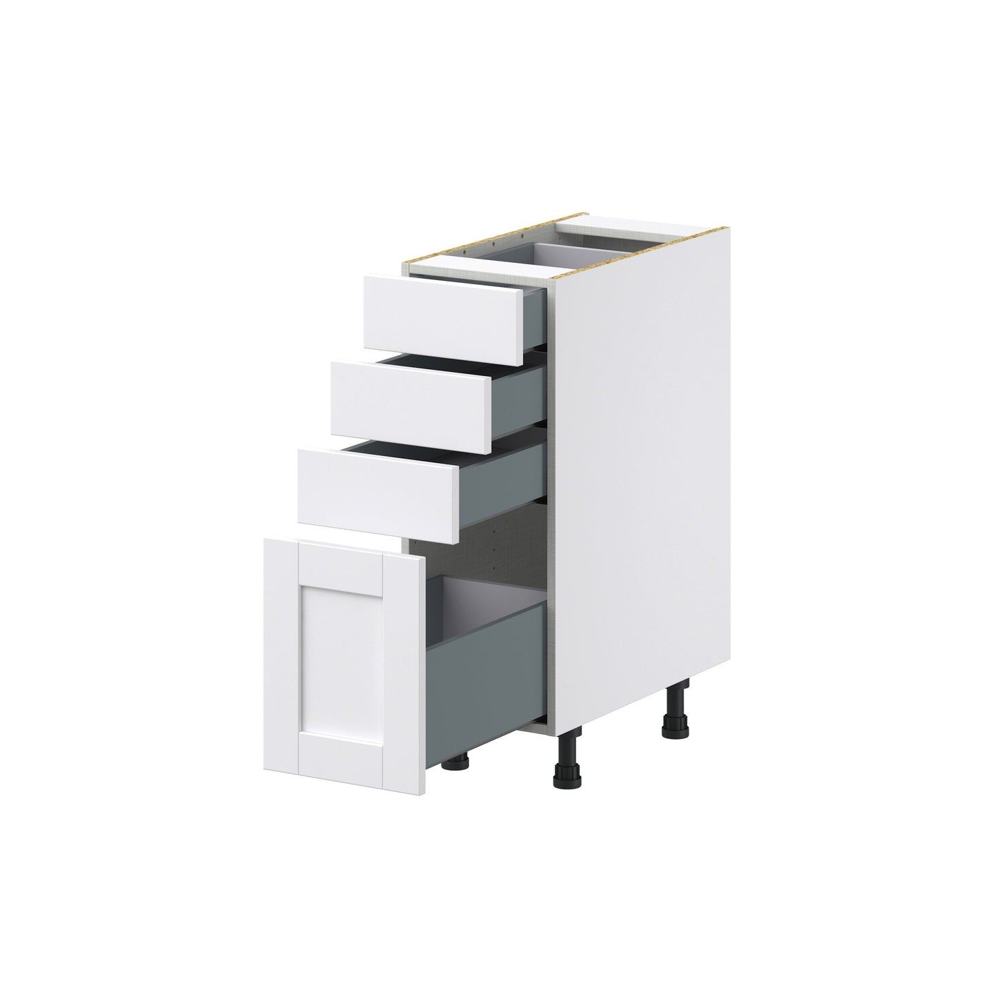 Hugo&Borg Rosemont 12-in W x 34.5-in H x 24-in D Glacier White 4-Drawer Base Fully Assembled Cabinet (Recessed Panel Style)
