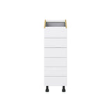Hugo&Borg Rosemont 12-in W x 34.5-in H x 24-in D Glacier White 6-Drawer Base Fully Assembled Cabinet (Recessed Panel Style)