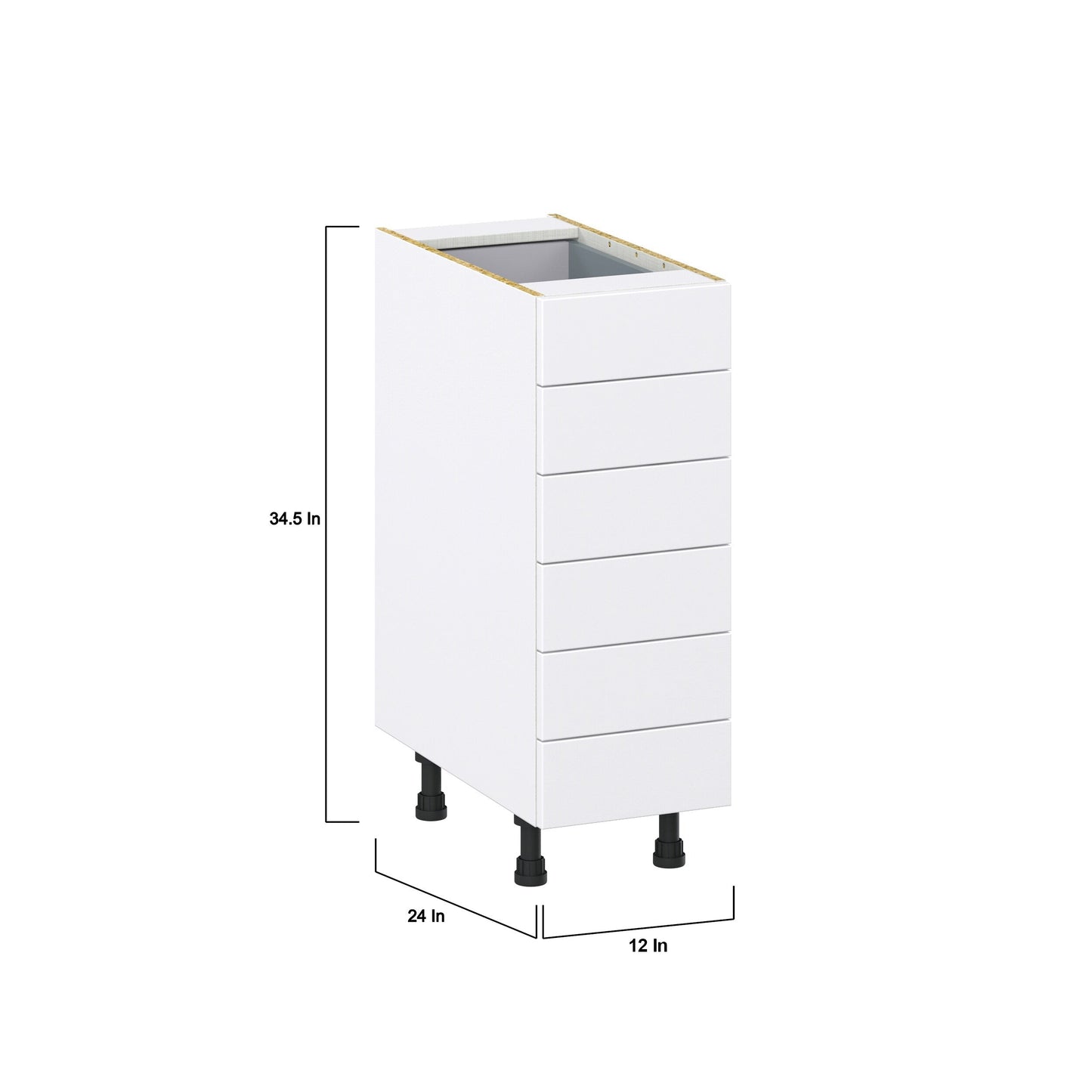 Hugo&Borg Rosemont 12-in W x 34.5-in H x 24-in D Glacier White 6-Drawer Base Fully Assembled Cabinet (Recessed Panel Style)