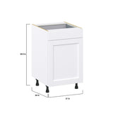 Hugo&Borg Rosemont 21-in W x 34.5-in H x 24-in D Glacier White 1-Drawer Base Fully Assembled Cabinet (Recessed Panel Shaker Style)