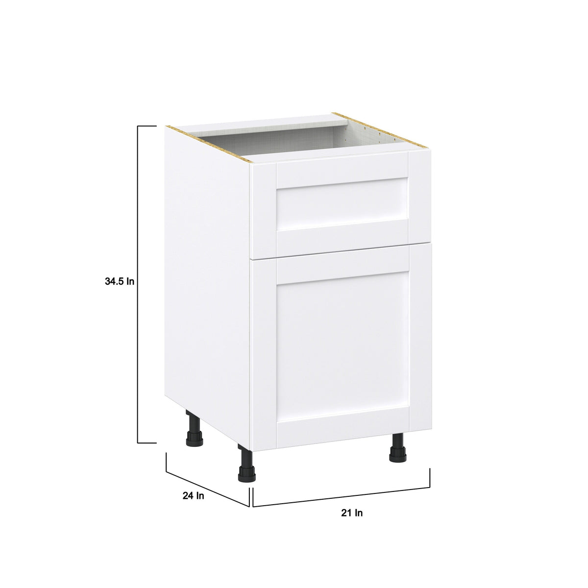 Hugo&Borg Rosemont 21-in W x 34.5-in H x 25-in D Glacier White 1-Drawer Base Fully Assembled Cabinet (Recessed Panel Shaker Style)
