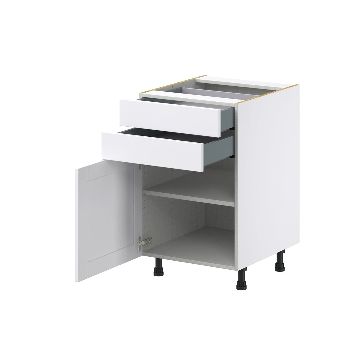 Hugo&Borg Rosemont 21-in W x 34.5-in H x 24-in D Glacier White 2-Drawers Base Fully Assembled Cabinet (Recessed Panel Shaker Style)