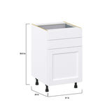 Hugo&Borg Rosemont 21-in W x 34.5-in H x 24-in D Glacier White 2-Drawers Base Fully Assembled Cabinet (Recessed Panel Shaker Style)