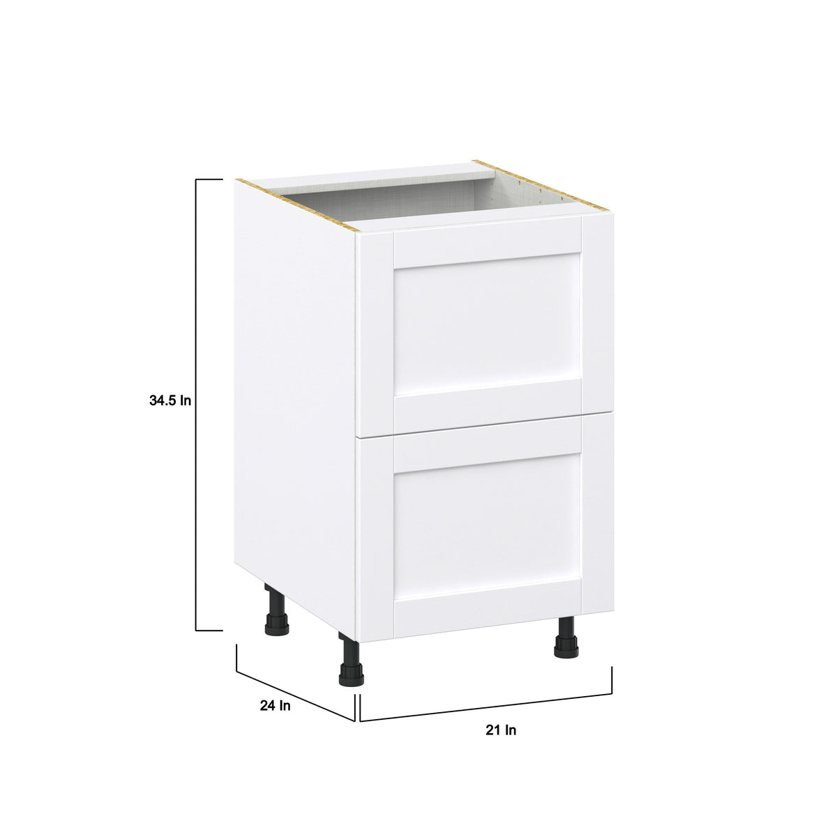 Hugo&Borg Rosemont 21-in W x 34.5-in H x 24-in D Glacier White 2-Drawer Base Fully Assembled Cabinet (Recessed Panel Style)