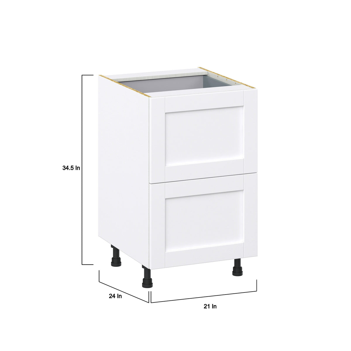 Hugo&Borg Rosemont 21-in W x 34.5-in H x 24-in D Glacier White 3-Drawer Base Fully Assembled Cabinet (Recessed Panel Style)