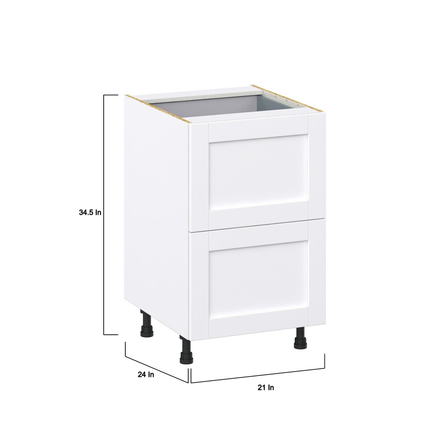 Hugo&Borg Rosemont 21-in W x 34.5-in H x 24-in D Glacier White 3-Drawer Base Fully Assembled Cabinet (Recessed Panel Style)