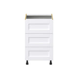 Hugo&Borg Rosemont 21-in W x 34.5-in H x 24-in D Glacier White 3-Drawer Base Fully Assembled Cabinet (Recessed Panel Style)