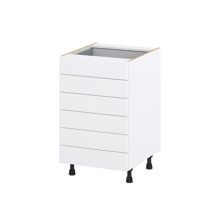 Hugo&Borg Rosemont 21-in W x 34.5-in H x 24-in D Glacier White 6-Drawer Base Fully Assembled Cabinet (Recessed Panel Style)