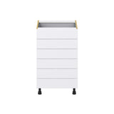Hugo&Borg Rosemont 21-in W x 34.5-in H x 24-in D Glacier White 6-Drawer Base Fully Assembled Cabinet (Recessed Panel Style)