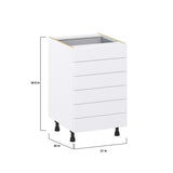 Hugo&Borg Rosemont 21-in W x 34.5-in H x 24-in D Glacier White 6-Drawer Base Fully Assembled Cabinet (Recessed Panel Style)