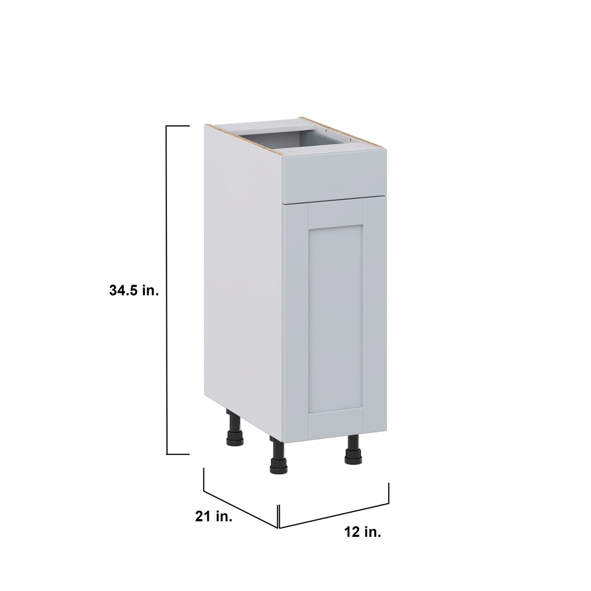 Hugo&Borg Charlesberg 12-in W x 34.5-in H x 21-in D Gray 1-Drawer Base Fully Assembled Cabinet (Recessed Panel Shaker Style)