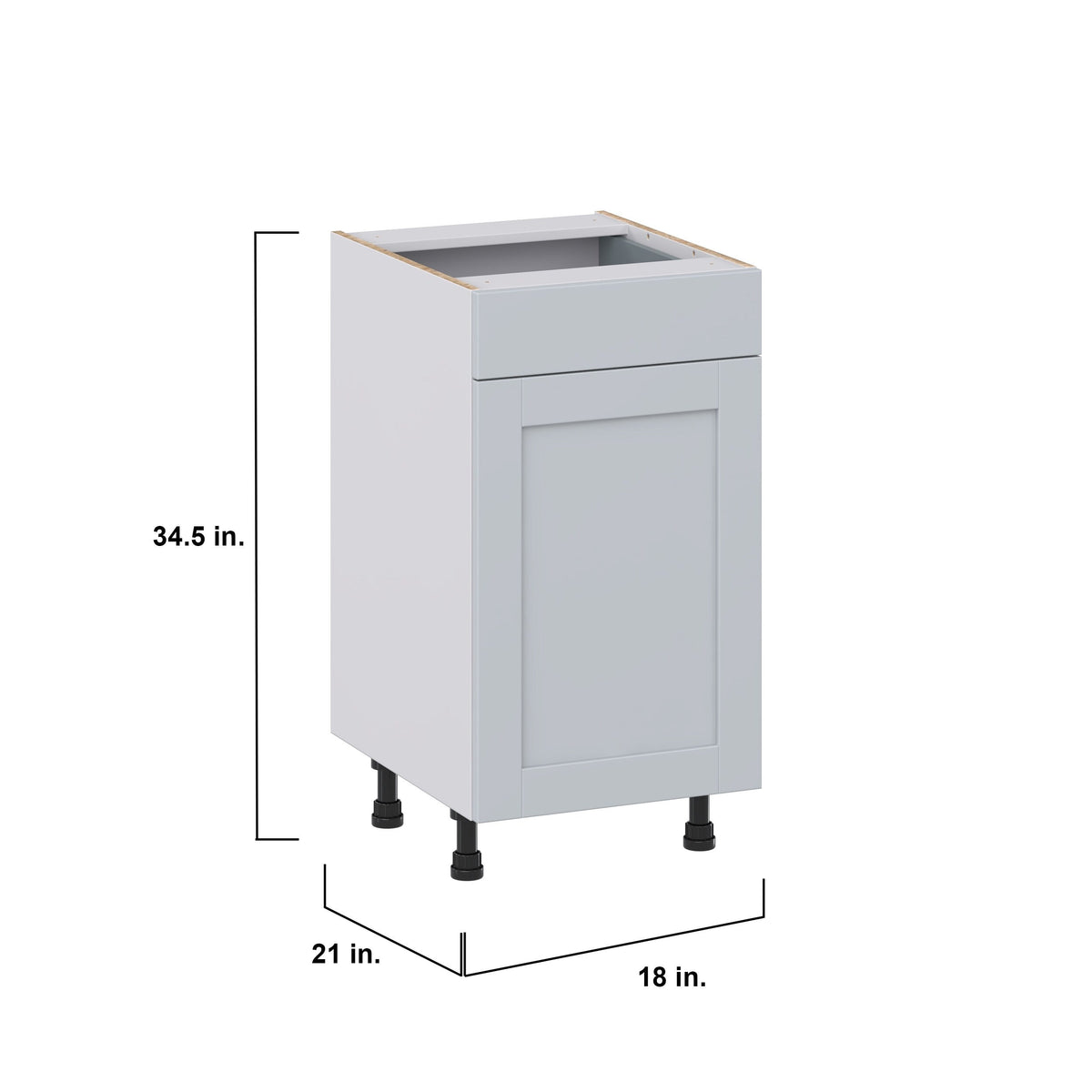 Hugo&Borg Charlesberg 18-in W x 34.5-in H x 21-in D Gray 1-Drawer Base Fully Assembled Cabinet (Recessed Panel Shaker Style)