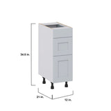 Hugo&Borg Charlesberg 12-in W x 34.5-in H x 21-in D Gray 3-Drawer Base Fully Assembled Cabinet (Recessed Panel Style)