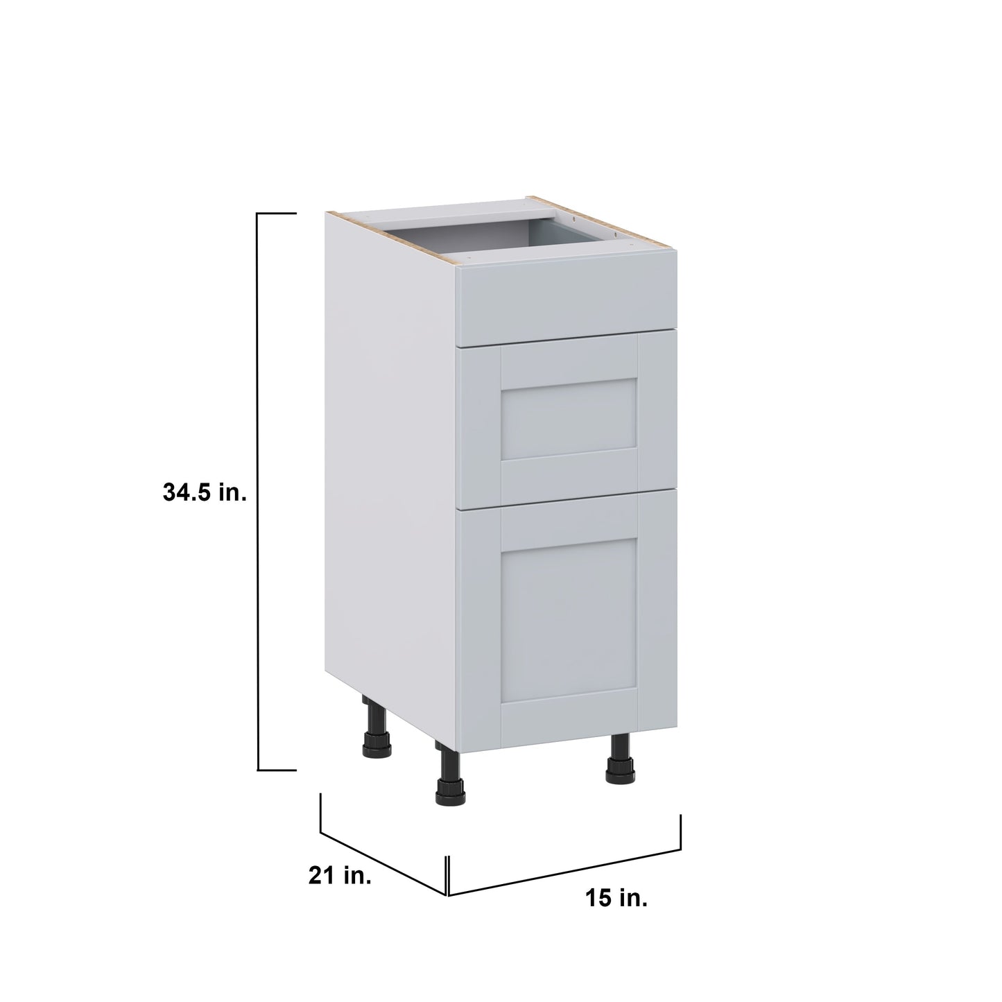 Hugo&Borg Charlesberg 15-in W x 34.5-in H x 21-in D Gray 3-Drawer Base Fully Assembled Cabinet (Recessed Panel Style)