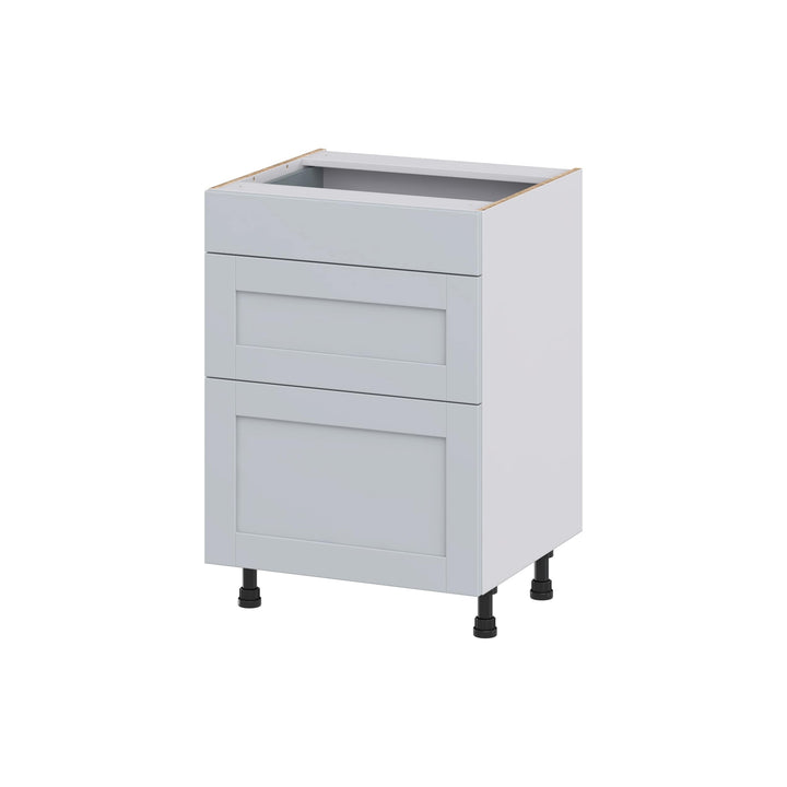Hugo&Borg Charlesberg 24-in W x 34.5-in H x 21-in D Gray 3-Drawer Base Fully Assembled Cabinet (Recessed Panel Style)