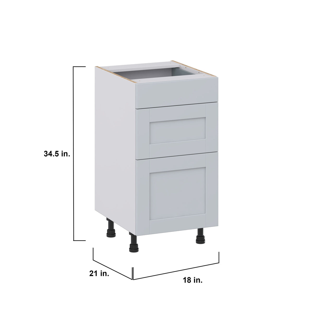 Hugo&Borg Charlesberg 18-in W x 34.5-in H x 21-in D Gray 3-Drawer Base Fully Assembled Cabinet (Recessed Panel Style)