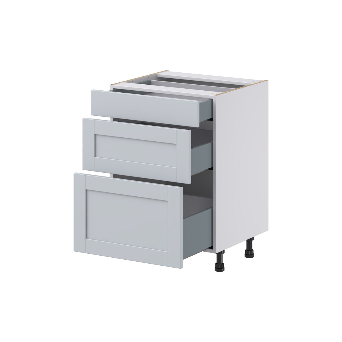 Hugo&Borg Charlesberg 24-in W x 34.5-in H x 21-in D Gray 3-Drawer Base Fully Assembled Cabinet (Recessed Panel Style)