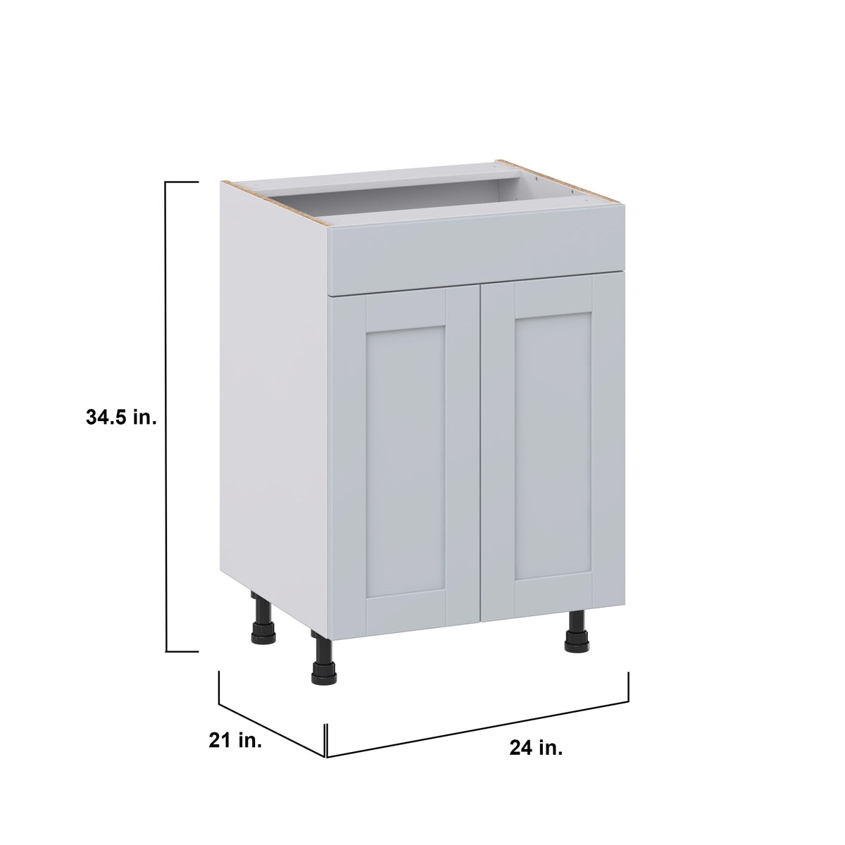 Hugo&Borg Charlesberg 24-in W x 34.5-in H x 21-in D Gray Sink Base Fully Assembled Cabinet (Recessed Panel Shaker Style)