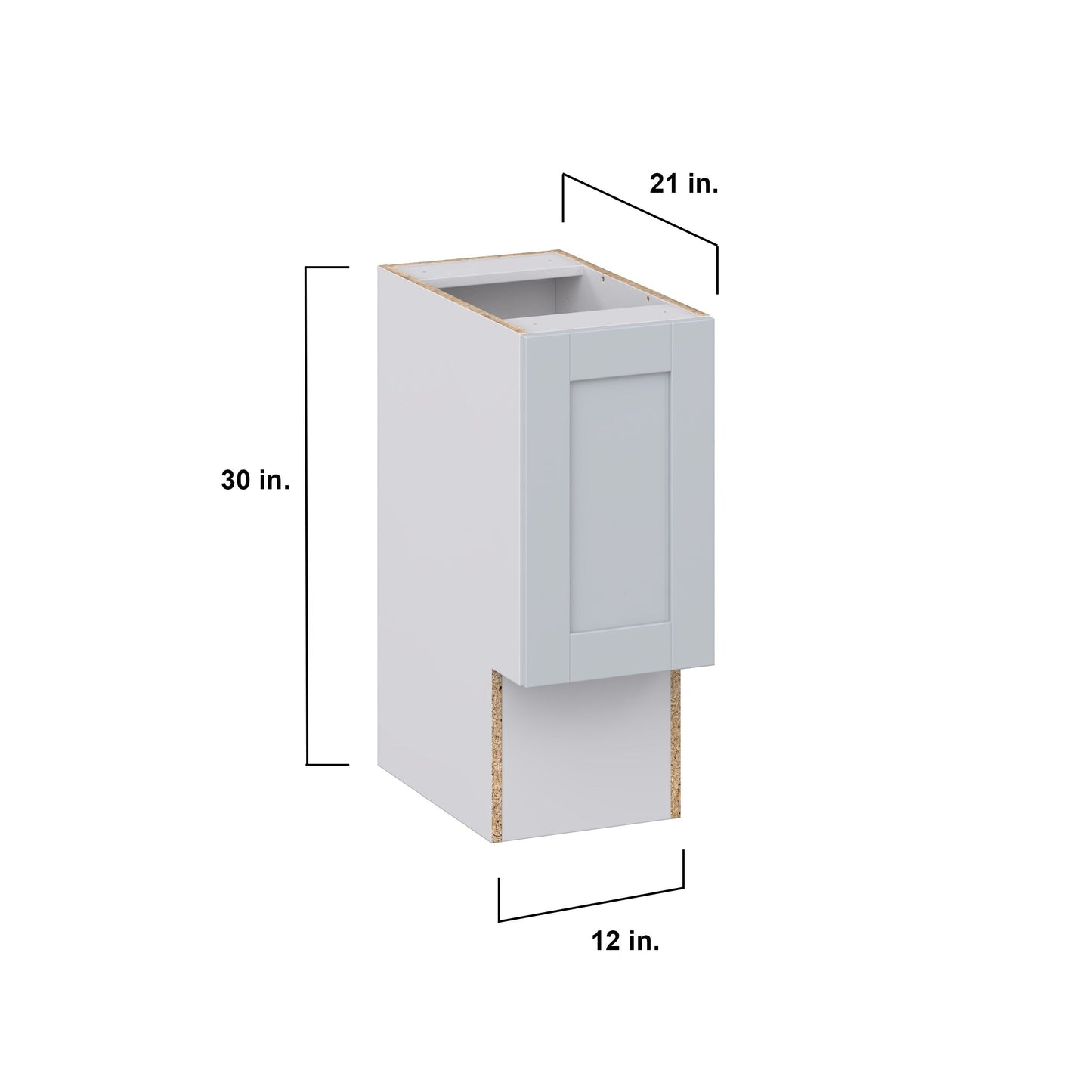 Hugo&Borg Charlesberg 12-in W x 34.5-in H x 21-in D Gray Base Fully Assembled Cabinet (Recessed Panel Shaker Door Style)