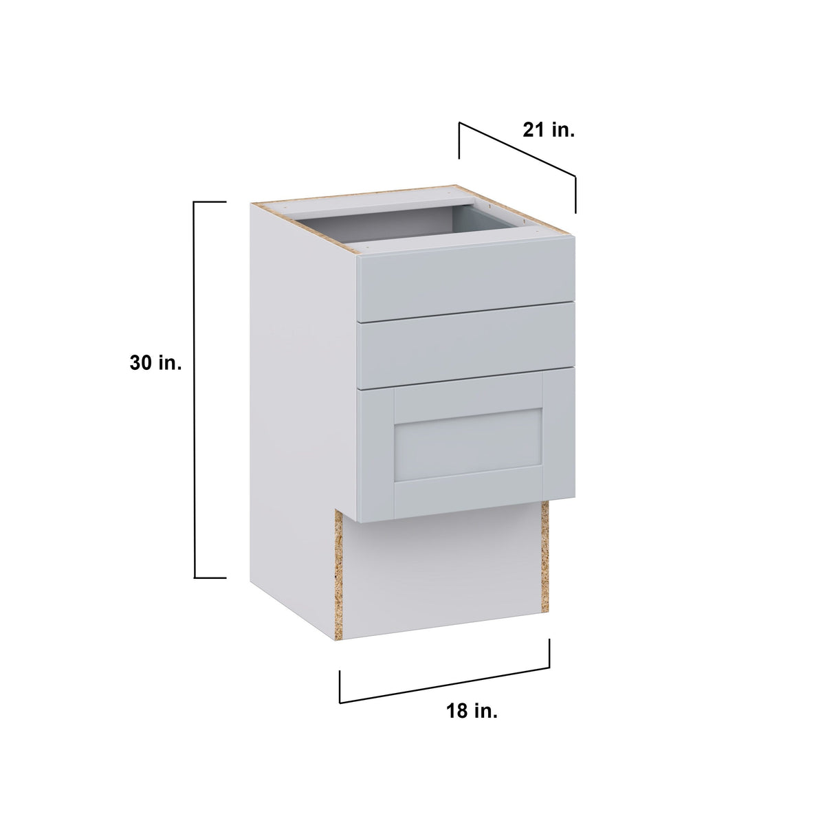 Hugo&Borg Charlesberg 18-in W x 30-in H x 21-in D Gray 3-Drawer Base Fully Assembled Cabinet (Recessed Panel Style)