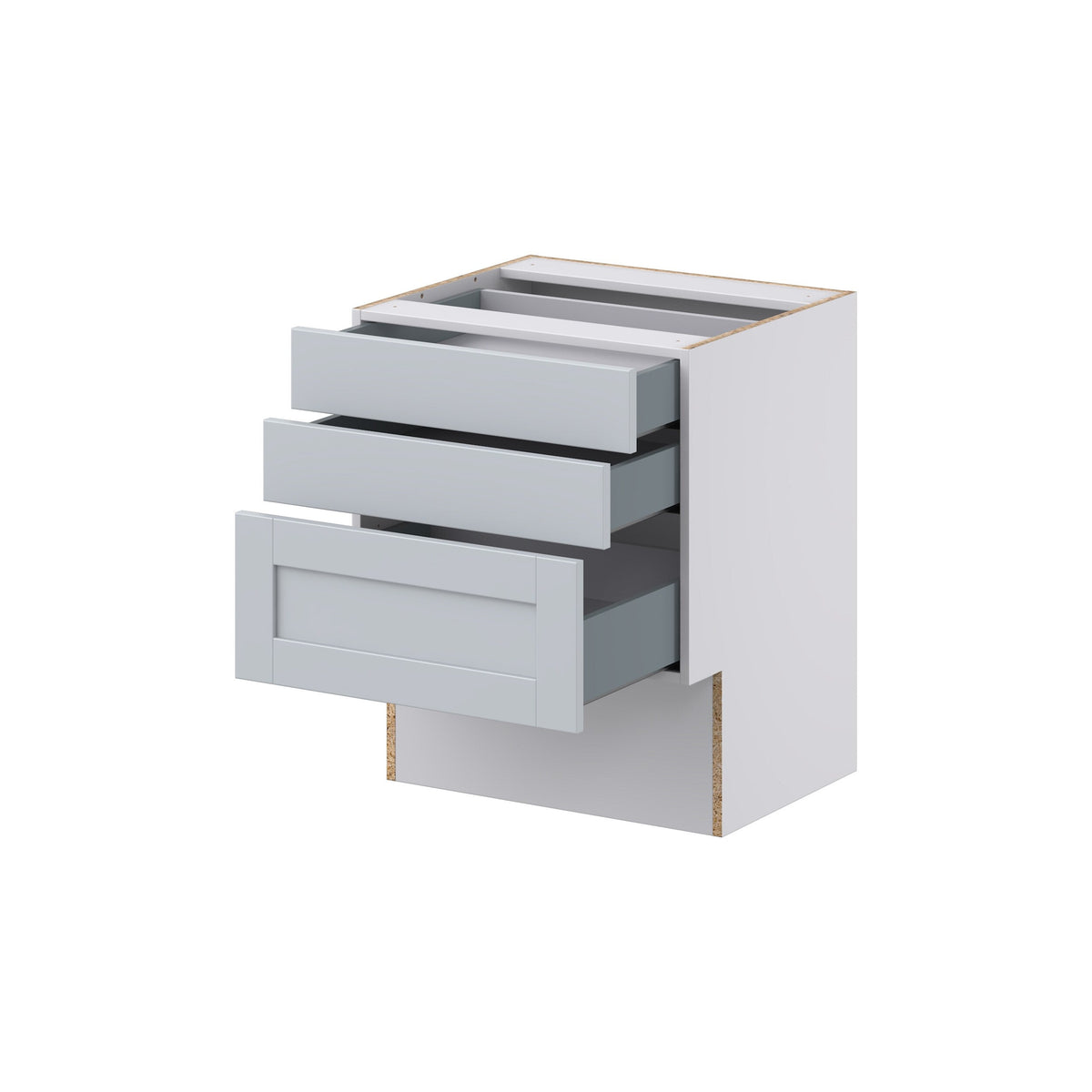 Hugo&Borg Charlesberg 24-in W x 30-in H x 21-in D Gray 3-Drawer Base Fully Assembled Cabinet (Recessed Panel Style)