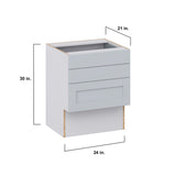 Hugo&Borg Charlesberg 24-in W x 30-in H x 21-in D Gray 3-Drawer Base Fully Assembled Cabinet (Recessed Panel Style)