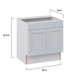 Hugo&Borg Charlesberg 30-in W x 32.5-in H x 24-in D Gray Sink Base Fully Assembled Cabinet (Recessed Panel Shaker Style)