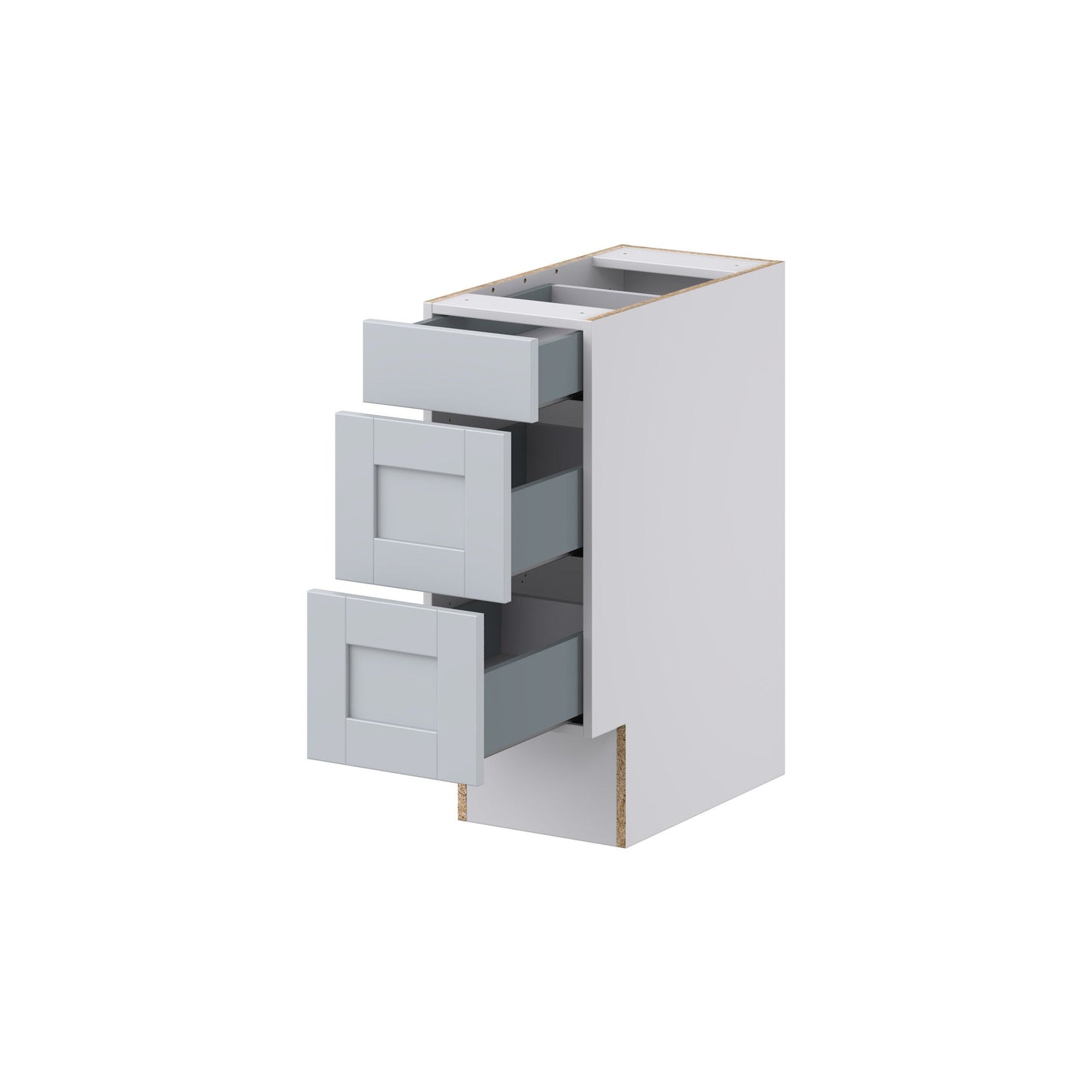 Hugo&Borg Charlesberg 12-in W x 32.5-in H x 24-in D Gray 3-Drawer Base Fully Assembled Cabinet (Recessed Panel Style)
