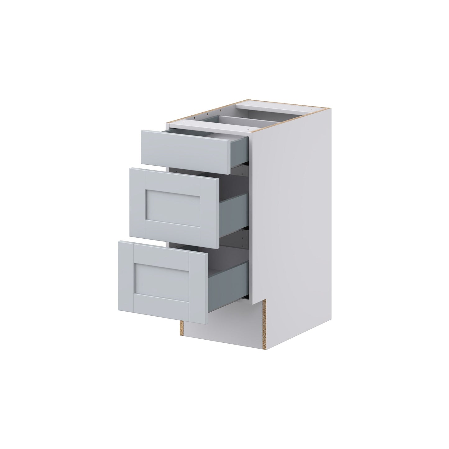 Hugo&Borg Charlesberg 15-in W x 32.5-in H x 25-in D Gray 3-Drawer Base Fully Assembled Cabinet (Recessed Panel Style)